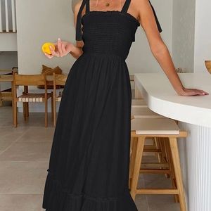 ZESICA Women's Summer Spaghetti Strap, Ruffle Long Maxi Dress (SMALL/NEW)